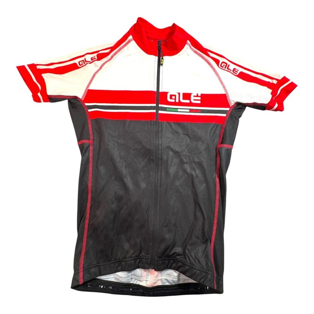 Ale Cycling Jersey Red Black White Made In Italy Pockets & Full Zip Short Sleeve